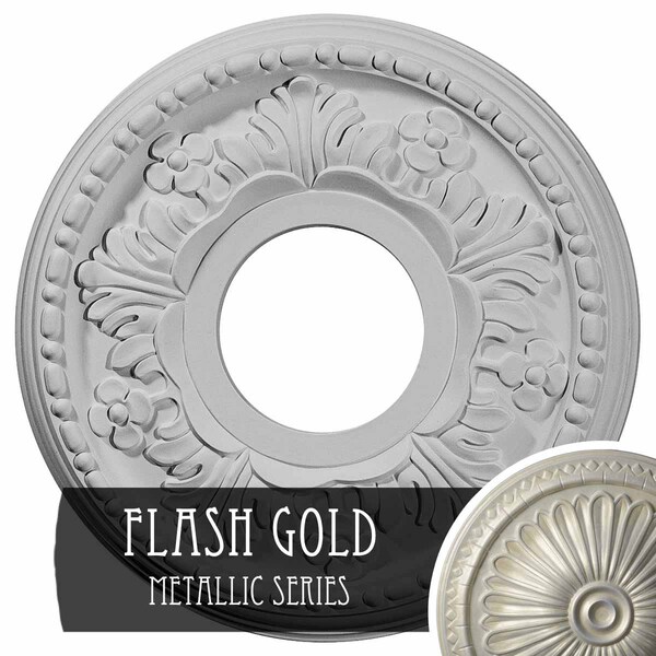 Ekena Millwork Helene Ceiling Medallion (Fits Canopies up to 5 1/4"), 11 7/8"OD x 3 5/8"ID x 7/8"P, Flash Gold CM11HEFLS - main